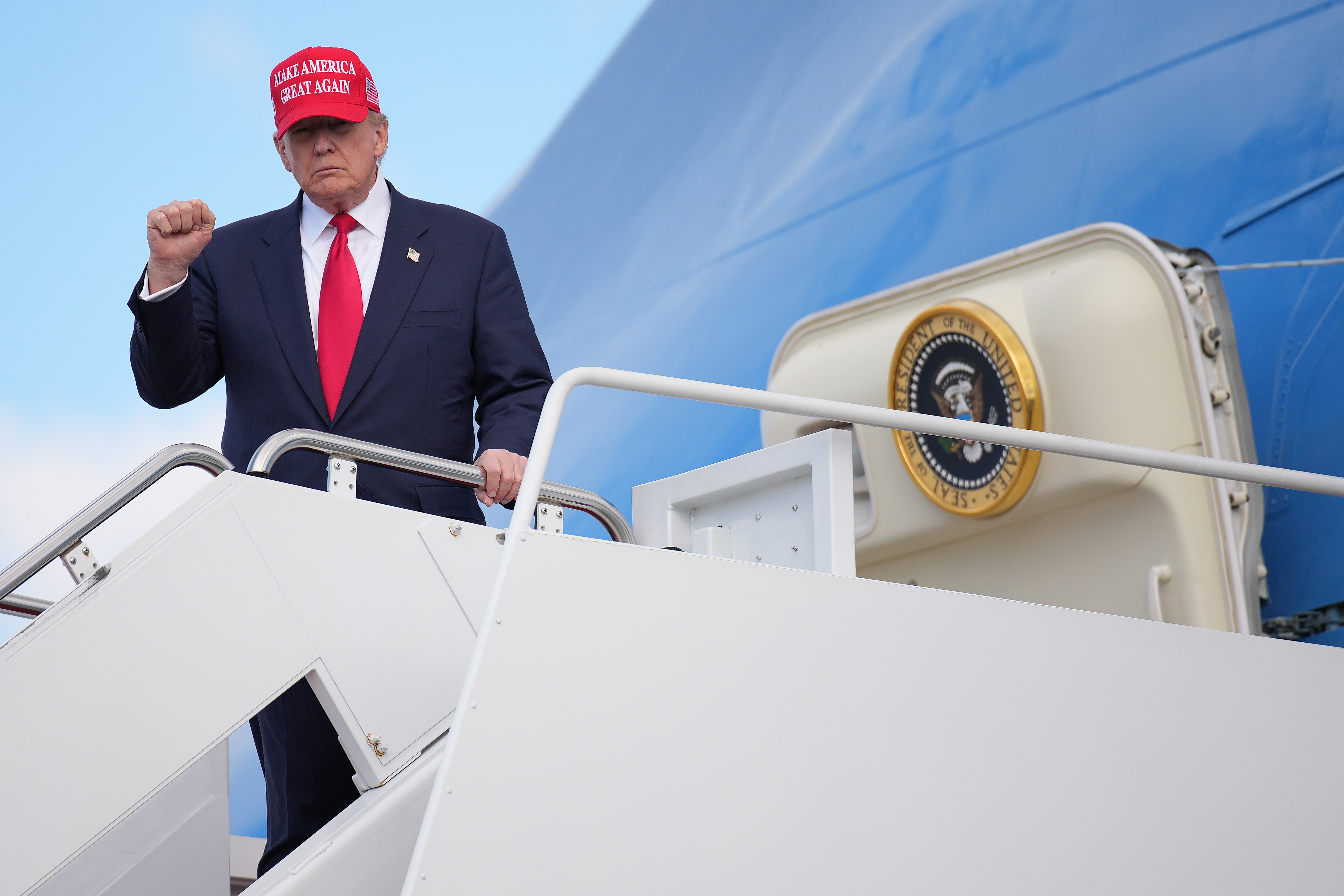 President Donald Trump departs Air Force One on October 30, 2025 at Joint Base Andrews, Maryland. Trump was returning to Washington following a multi-nation trip to Asia during the ongoing government shutdown.